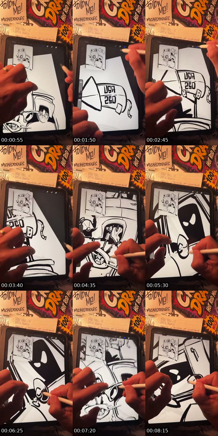TikTok live: How to draw a hot rod by @micahdoodles