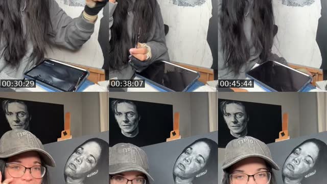 TikTok live: Acrylic Self Portrait by @iwishformish
